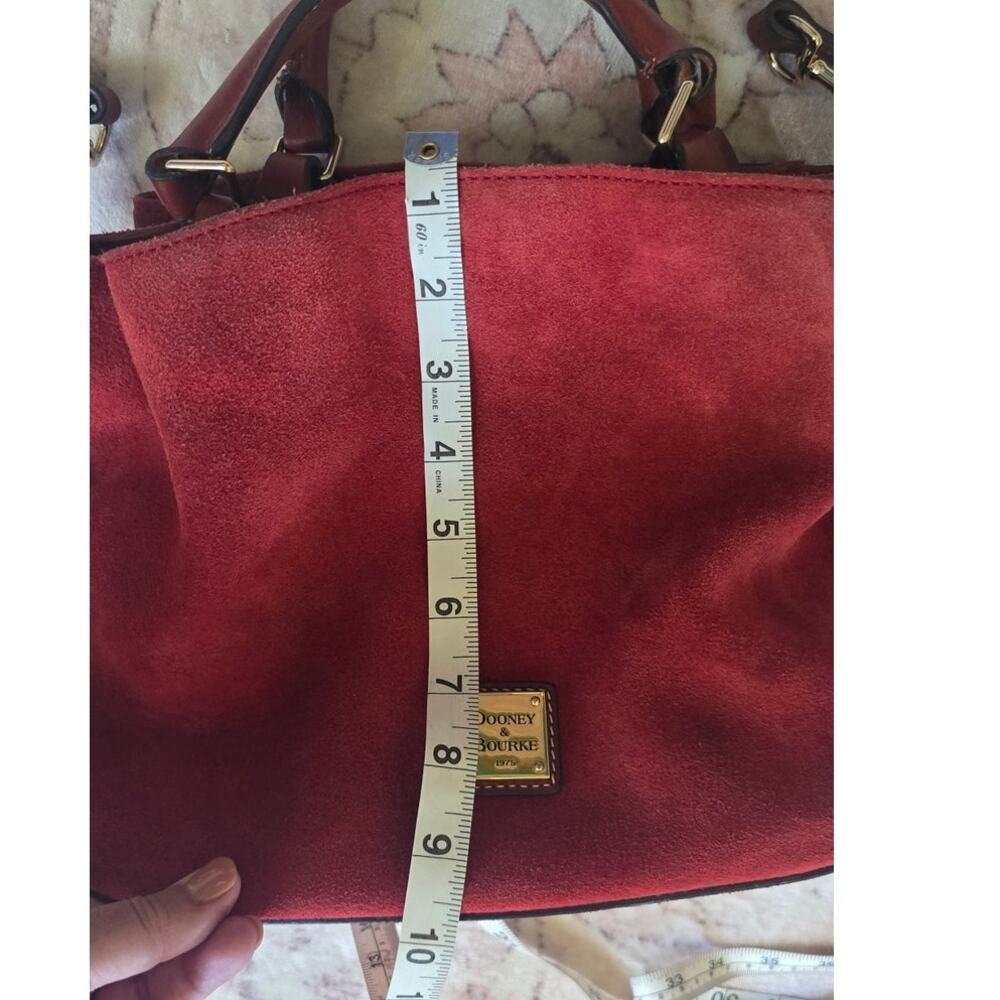 Lovely Dooney and Bourke "Brenna"  Suede Handbag  in Cranberry - Picture 9 of 14